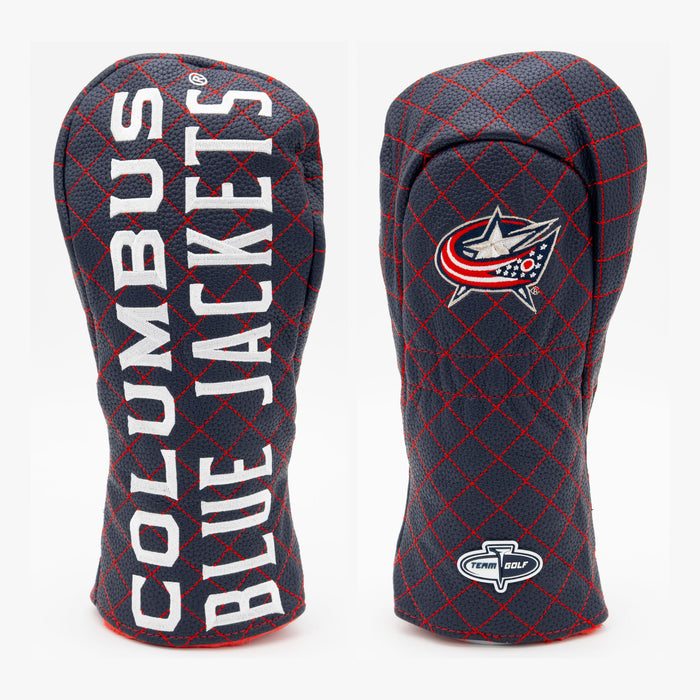 Columbus Blue Jackets Solid Quilted Fairway Headcover, front and back views