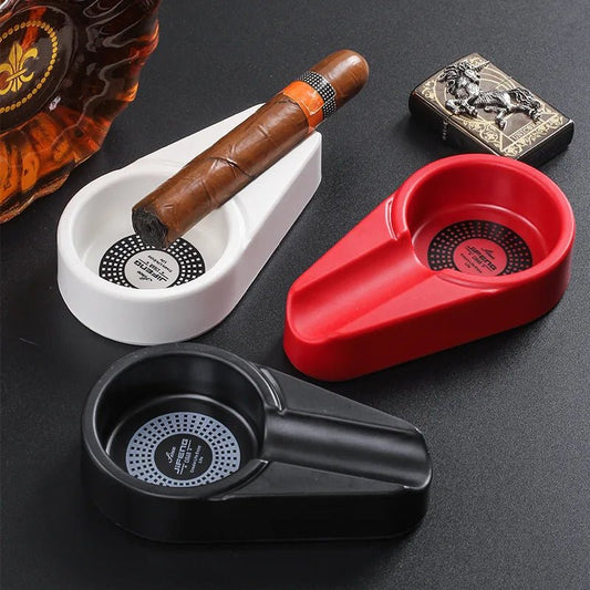 Compact Single Cigar Ashtray – Indoor & Outdoor Use - Club Rehab - Cigar AccessoriesWhiteCompact Single Cigar Ashtray – Indoor & Outdoor Use