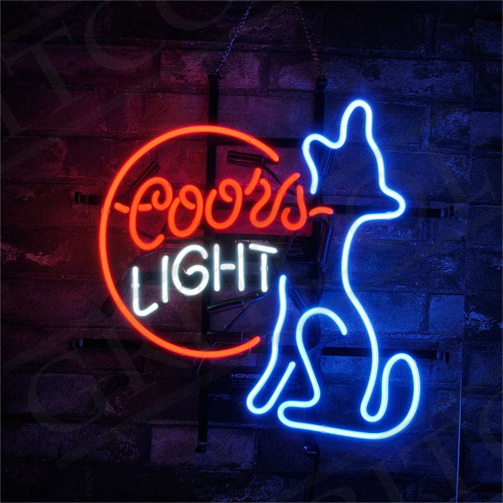 Coors Light Coyote Wolf Moon Neon Signs Light - Club Rehab