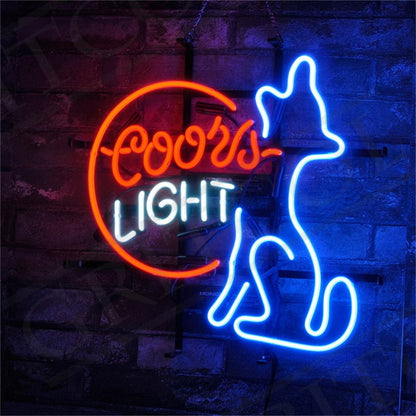 Coors Light Coyote Wolf Moon Neon Signs Light - Club Rehab