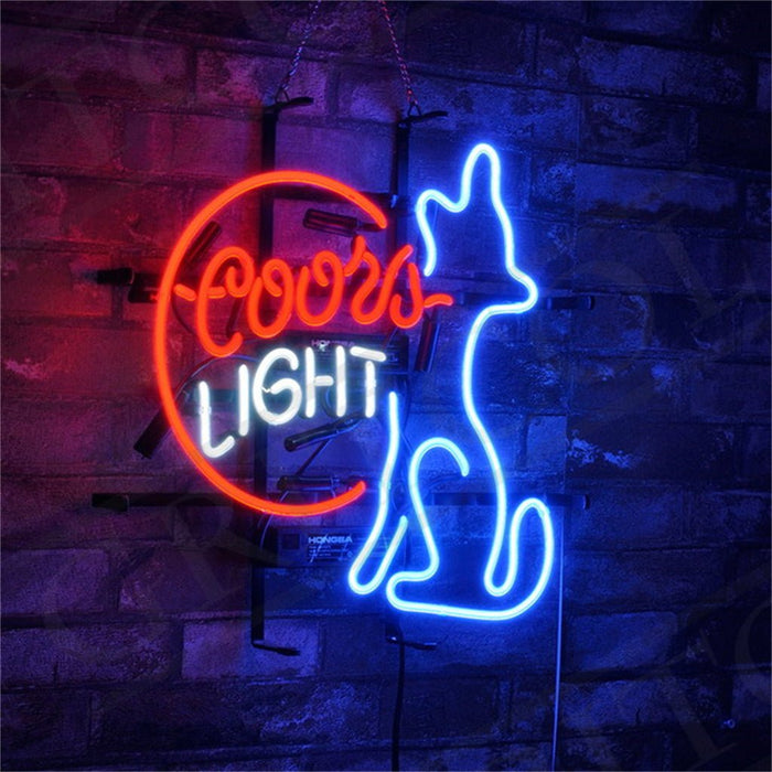Coors Light Coyote Wolf Moon Neon Signs Light - Club Rehab