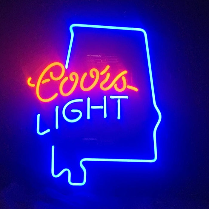 Coors Light with Alabama Maps Neon Light Sign - Club Rehab