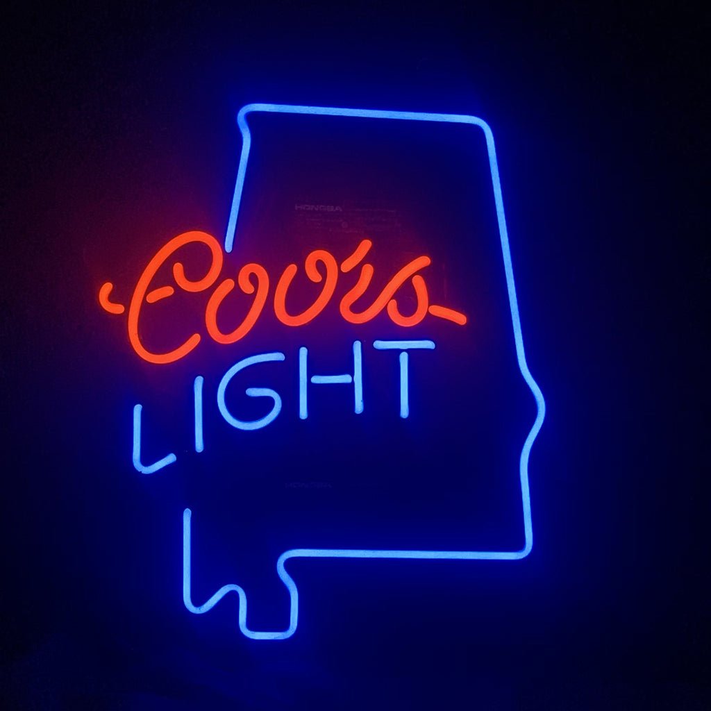 Coors Light with Alabama Maps Neon Light Sign - Club Rehab