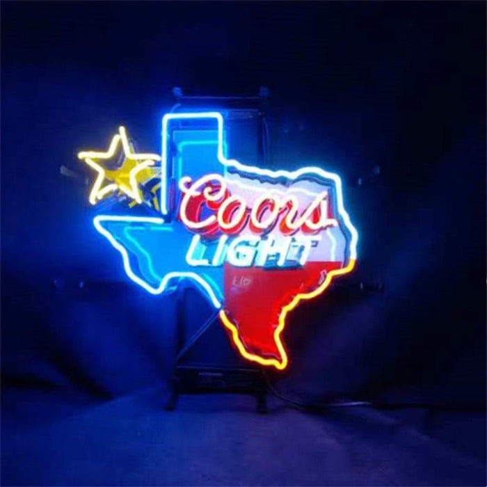 Coors Light with Texas Maps Neon Signs Light - Club Rehab