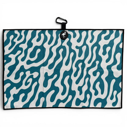 Coral Bloom Golf Towel | 24” x 16” Microfiber Towel | Magnetic Clip & Carabiner | Premium Golf Accessory - Club Rehab