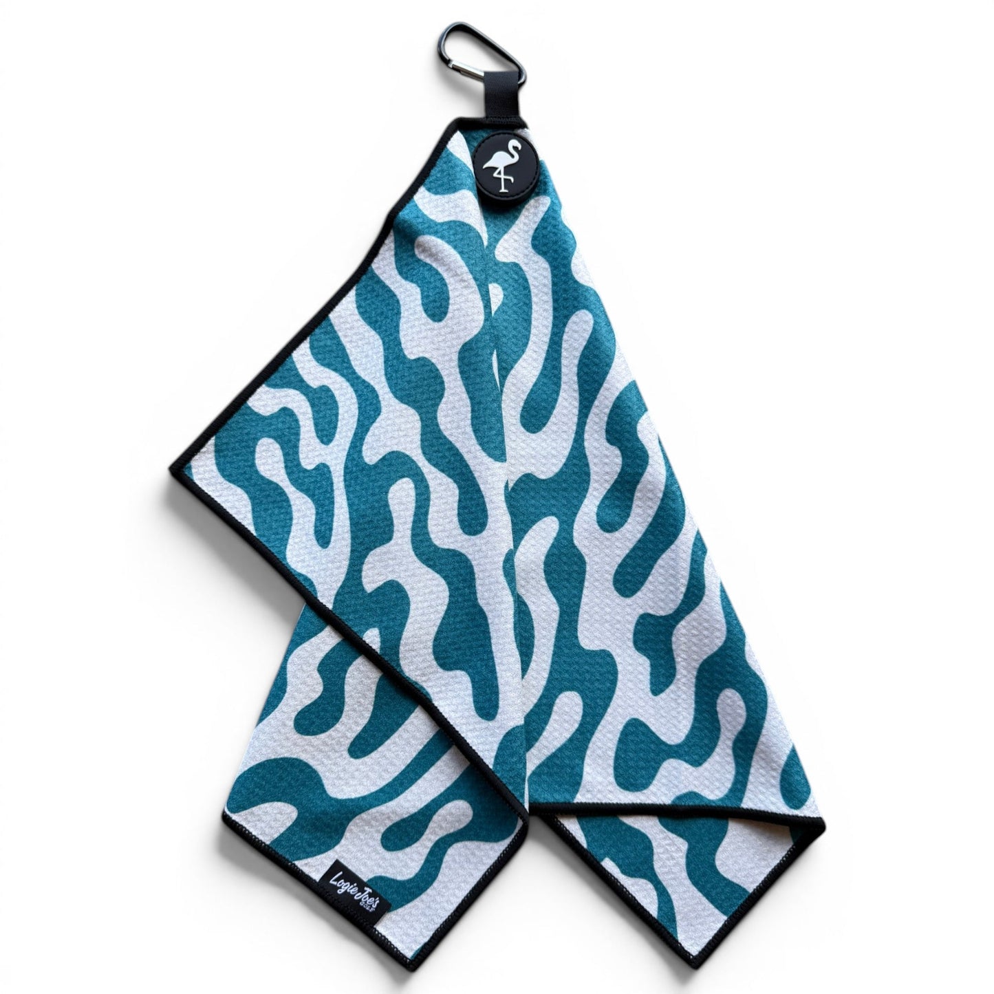 Coral Bloom Golf Towel | 24” x 16” Microfiber Towel | Magnetic Clip & Carabiner | Premium Golf Accessory - Club Rehab