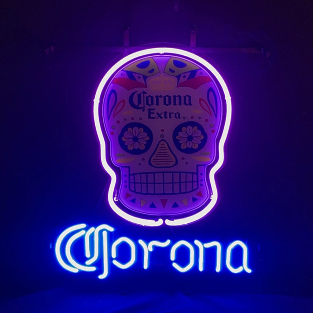 Corona Extra Dia de los Muertos Skull Neon Light Sign - Club Rehab