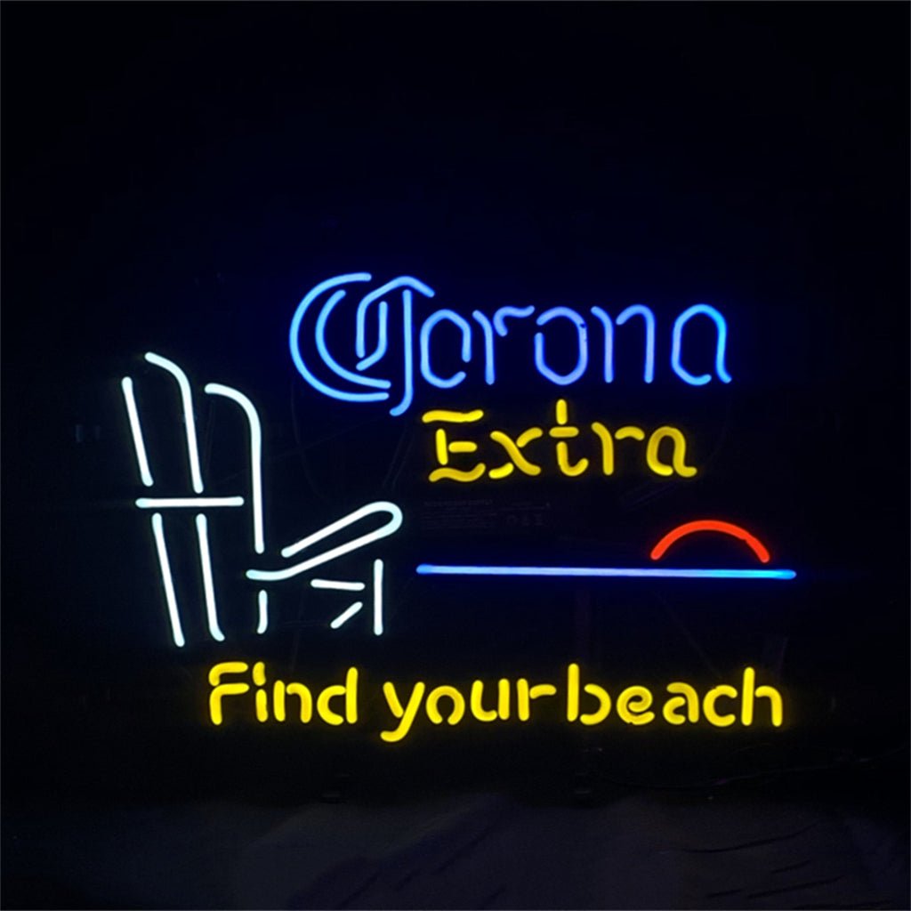 Corona Extra Find Your Beach Neon Sign Light - 19"x15" - Club Rehab