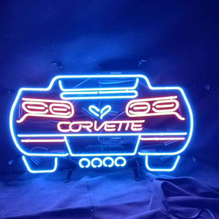 Corvette Blue Auto Car Neon Signs - Club Rehab