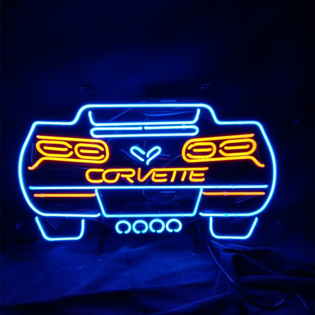 Corvette Blue Auto Car Neon Signs - Club Rehab