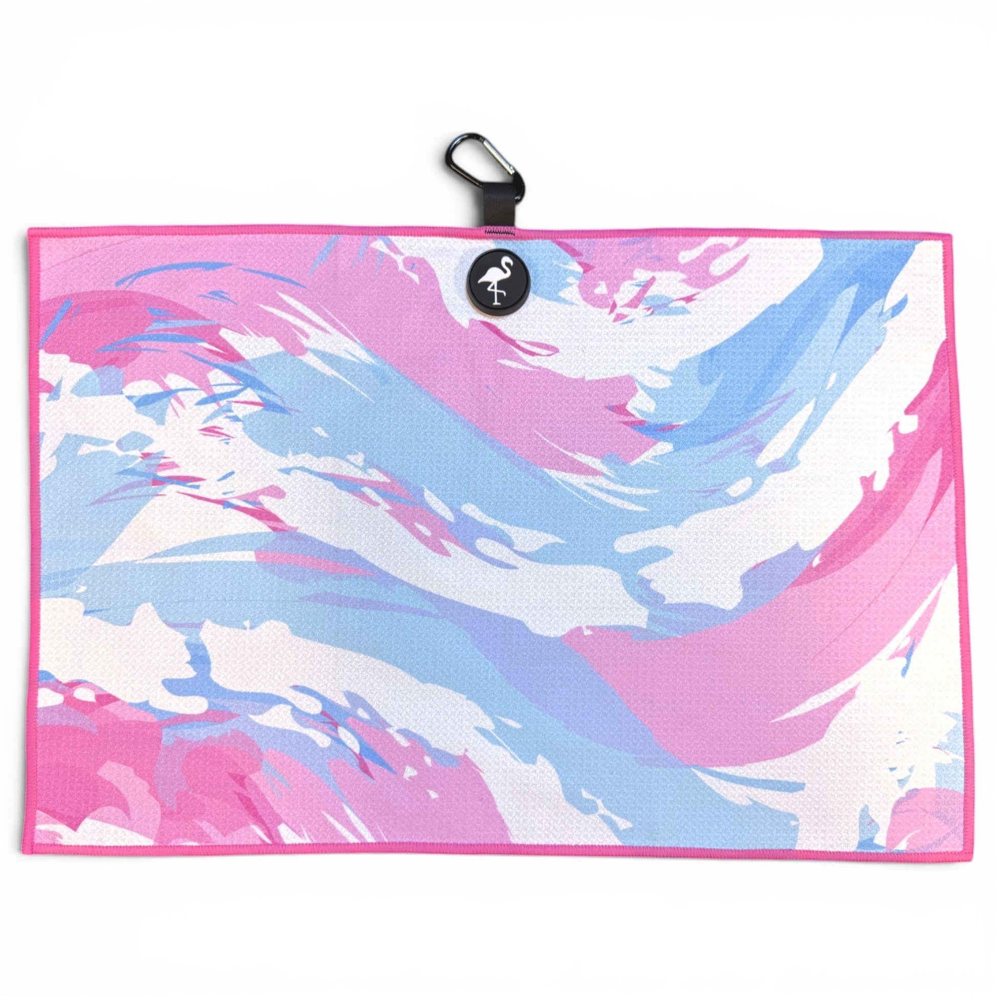 Cotton Candy Clouds Golf Towel | 24” x 16” Microfiber Towel | Magnetic Clip & Carabiner | Premium Golf Accessory - Club Rehab