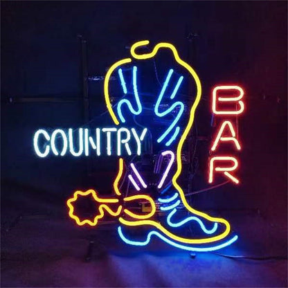Country Bar with Cowboy Boot Neon Signs - Club Rehab