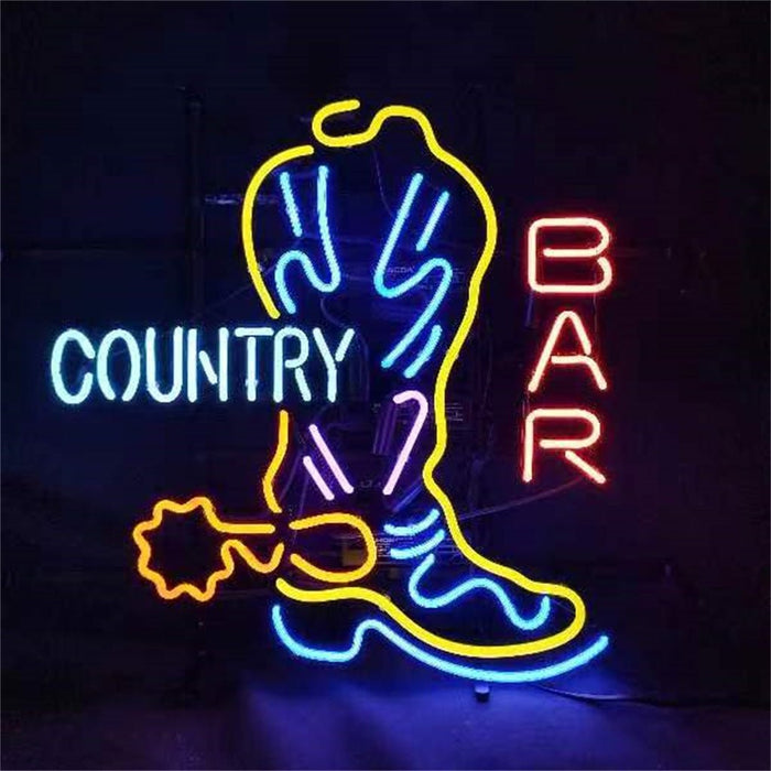 Country Bar with Cowboy Boot Neon Signs - Club Rehab