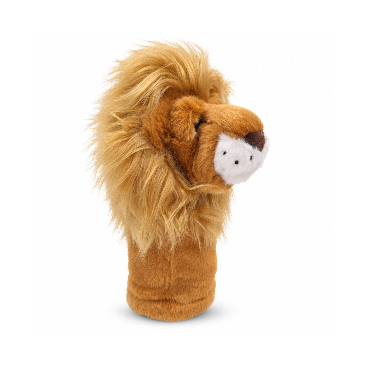 Craftsman Golf lion driver headcover with golden-brown mane, side view