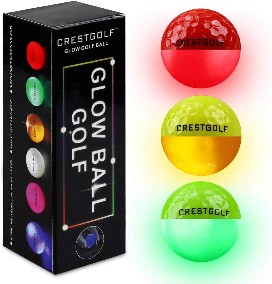 Crestgolf Cosmic Glow LED Golf Balls - Club Rehab - Neon ballsCosmic Mix - Up (3 Pcs) RYG45086332190912