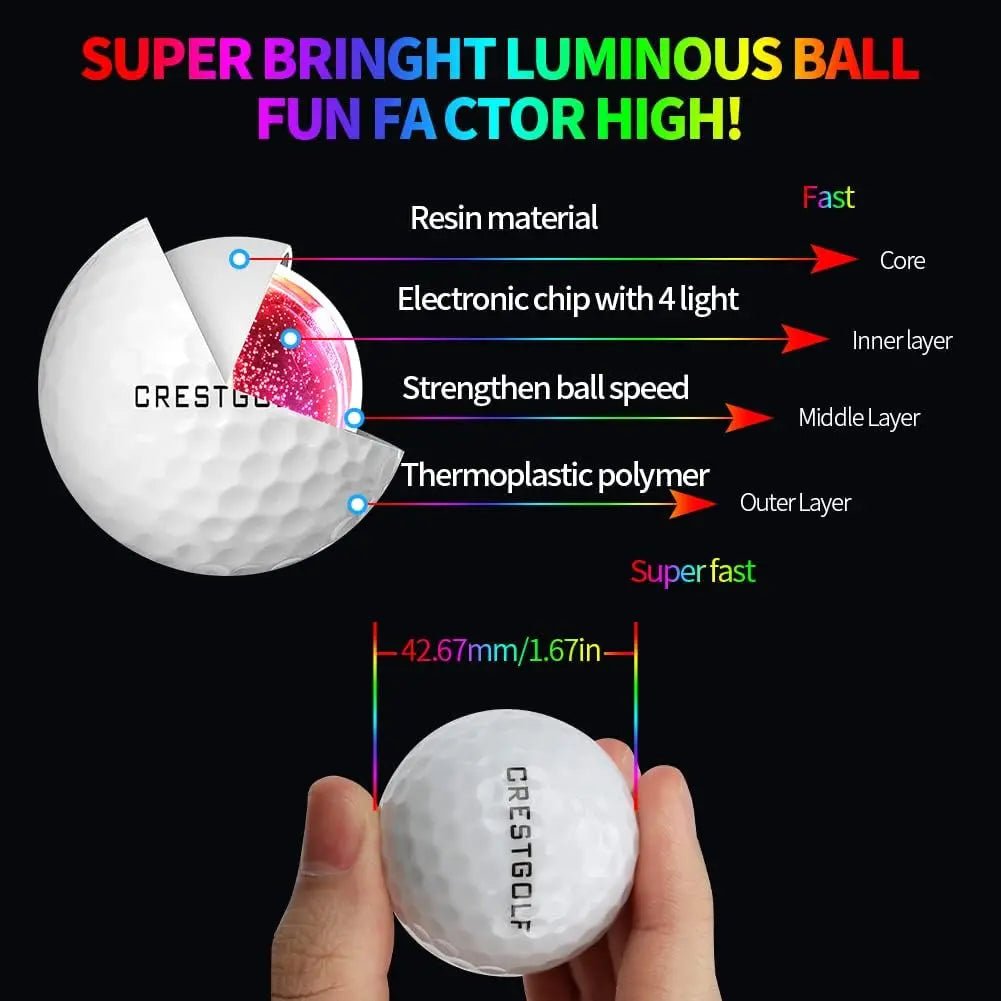 Crestgolf Cosmic Glow LED Golf Balls - Club Rehab - Neon ballsCosmic Mix - Up (3 Pcs) RYGCrestgolf Cosmic Glow LED Golf Balls