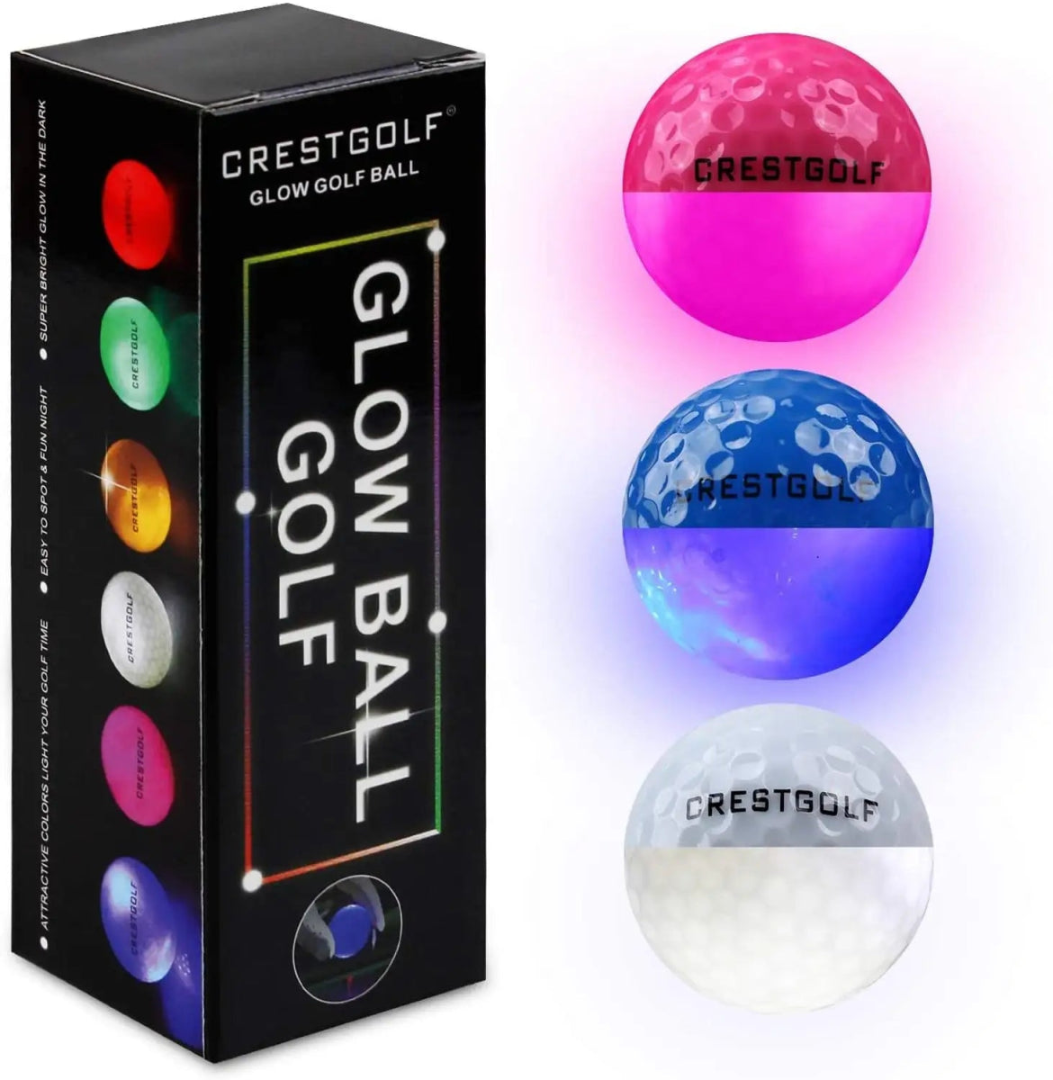 Crestgolf Cosmic Glow LED Golf Balls - Club Rehab - Neon ballsCosmic Mix - Up (3 Pcs) PBW45086332584128