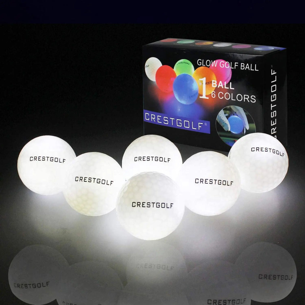 Crestgolf Cosmic Glow LED Golf Balls - Club Rehab - Neon ballsStarlight White: As bright as the stars above. (6 pcs)45086332551360