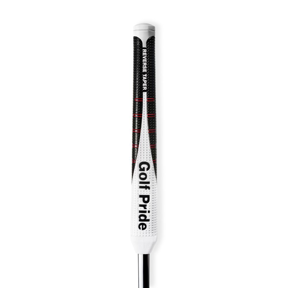 Golf Pride Reverse Taper Flat Medium Griff, aufrecht vor weißem Hintergrund dargestellt.
