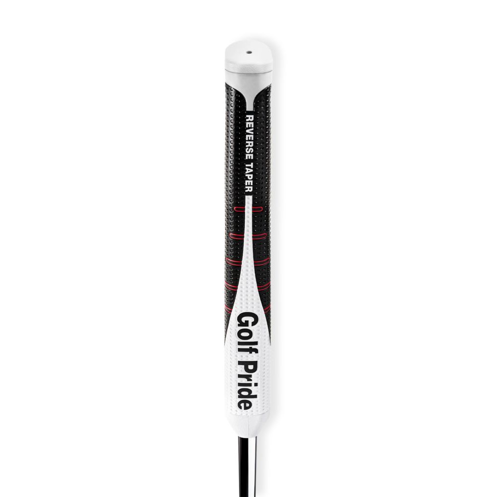 Golf Pride Reverse Taper Pistol Medium Griff, mit Darstellung der oberen Kontur und der vorderen Griffmulde vor weißem Hintergrund.
