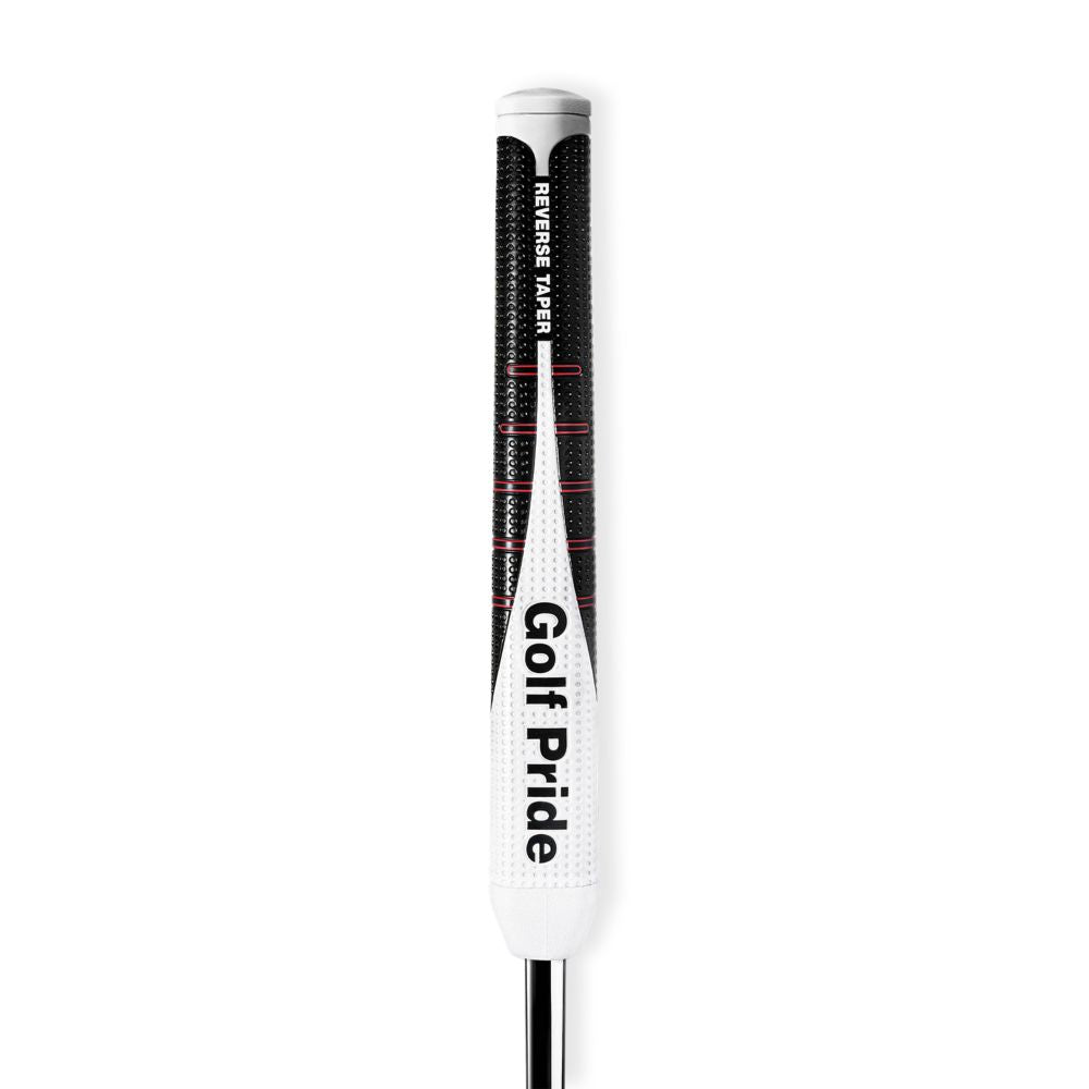 Golf Pride Reverse Taper Round Medium Griff, aufrecht vor weißem Hintergrund dargestellt.