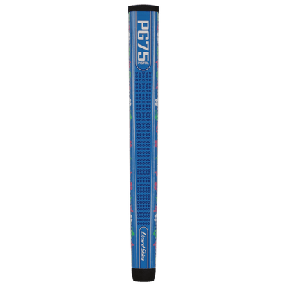 Lizard Skins PG75 Floral Blue putter grip, flat front detail