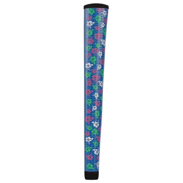 Lizard Skins PG75 Floral Blue putter grip, rear and side detail
