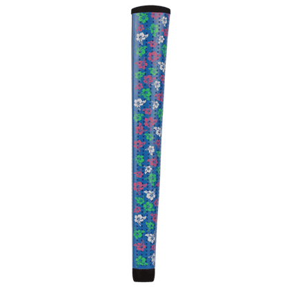 Lizard Skins PG75 Floral Blue putter grip, rear and side detail