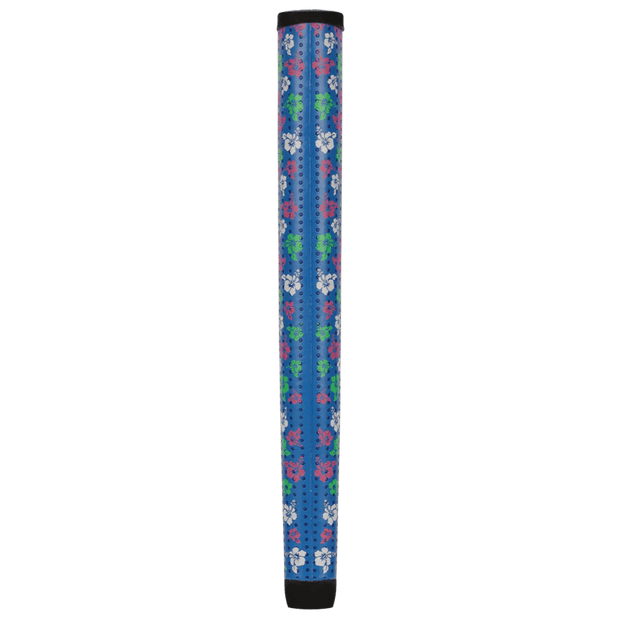 Lizard Skins PG75 Floral Blue putter grip, rear and side detail