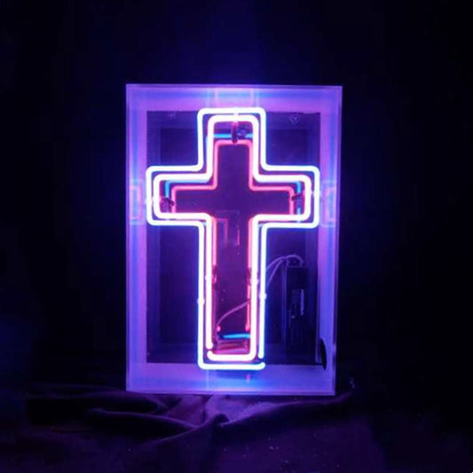 Cross Acrylic Box Neon Signs - Club Rehab