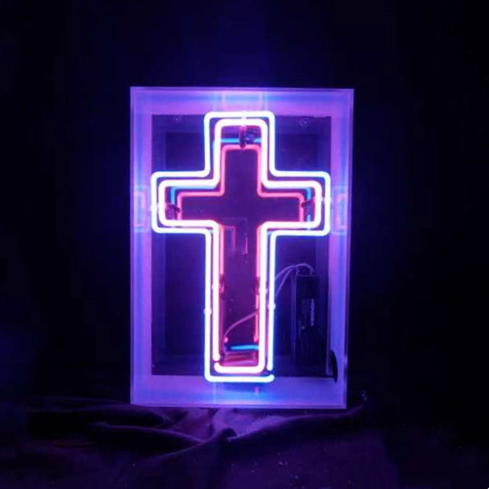 Cross Acrylic Box Neon Signs - Club Rehab
