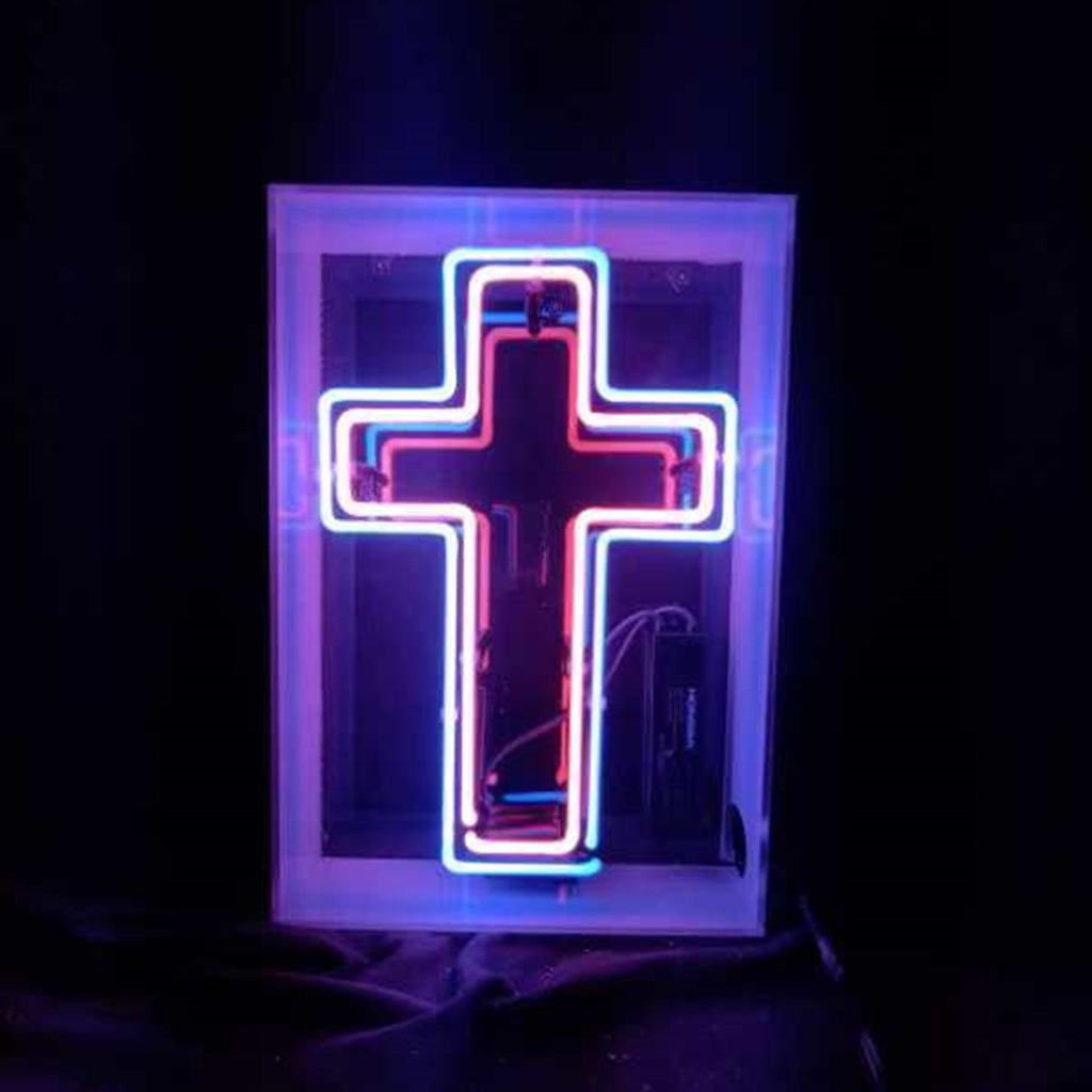 Cross Acrylic Box Neon Signs - Club Rehab