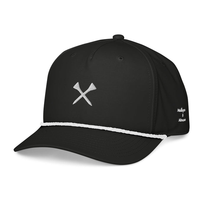 Crossed Tees Embroidered Rope Hat – Retro Women’s Golf Hat | Mulligans & Mimosas - Black/White - Club Rehab