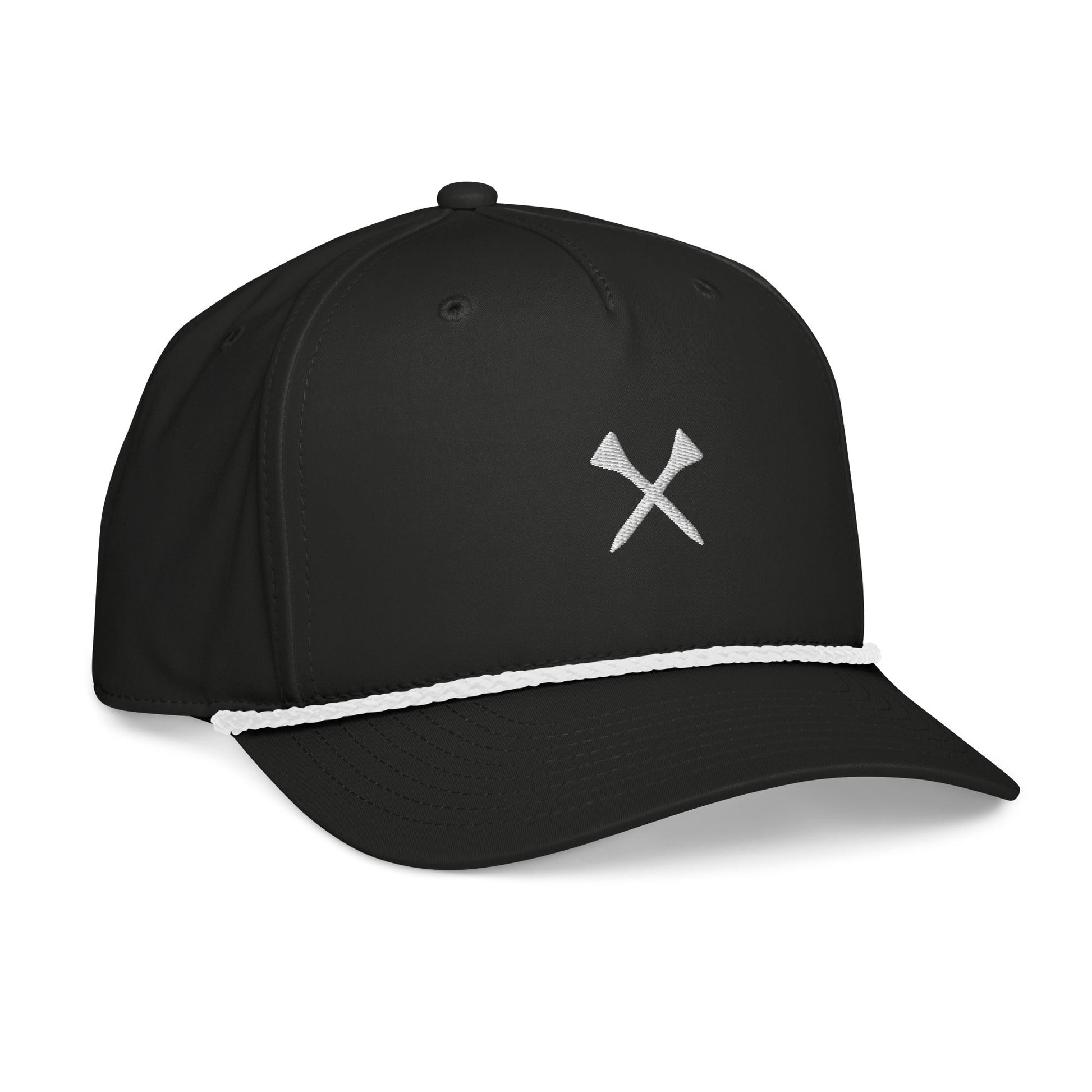 Crossed Tees Embroidered Rope Hat – Retro Women’s Golf Hat | Mulligans & Mimosas - Black/White - Club Rehab