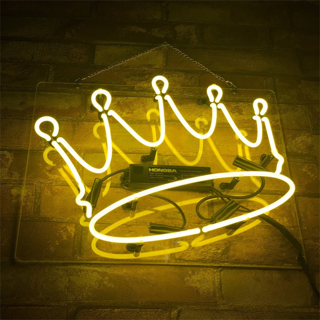 Crown Yellow Neon Signs - Club Rehab