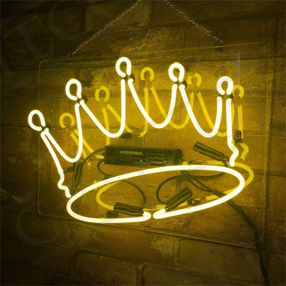 Crown Yellow Neon Signs - Club Rehab
