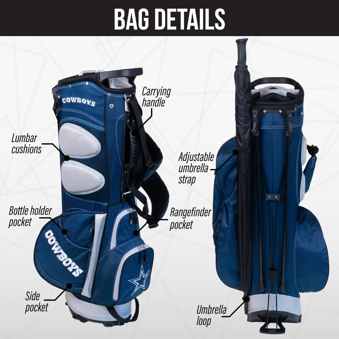 Dallas Cowboys Fairway Stand Bag - Image 2 - Club Rehab