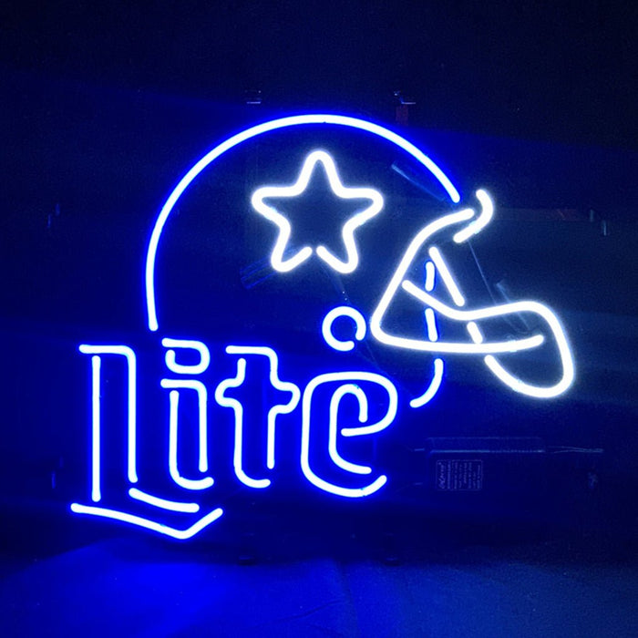 Dallas Cowboys Helmet with Miller Lite Beer Neon Signs Light - Club Rehab