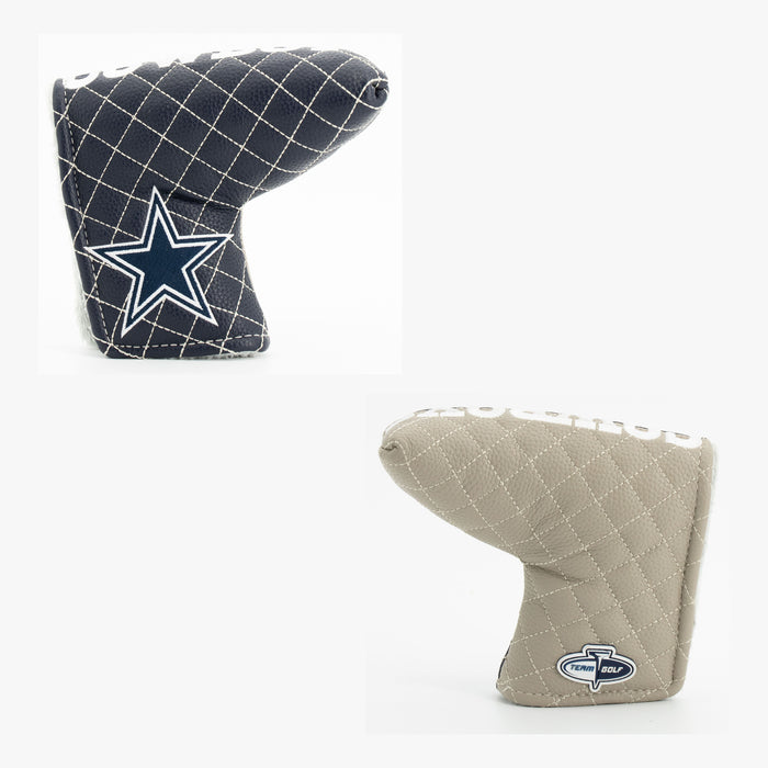 Dallas Cowboys Split Quilted Blade Putter Cover, front and back views