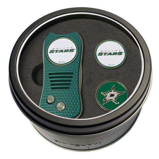 Dallas Stars Switchblade divot tool and ball marker tin gift set