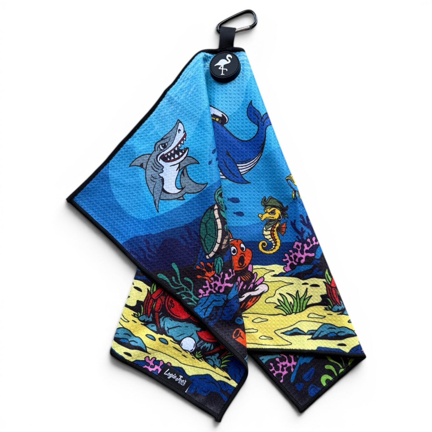 Deep Blue Sea Golf Towel | 24” x 16” Microfiber Towel | Magnetic Clip & Carabiner | Premium Golf Accessory - Club Rehab