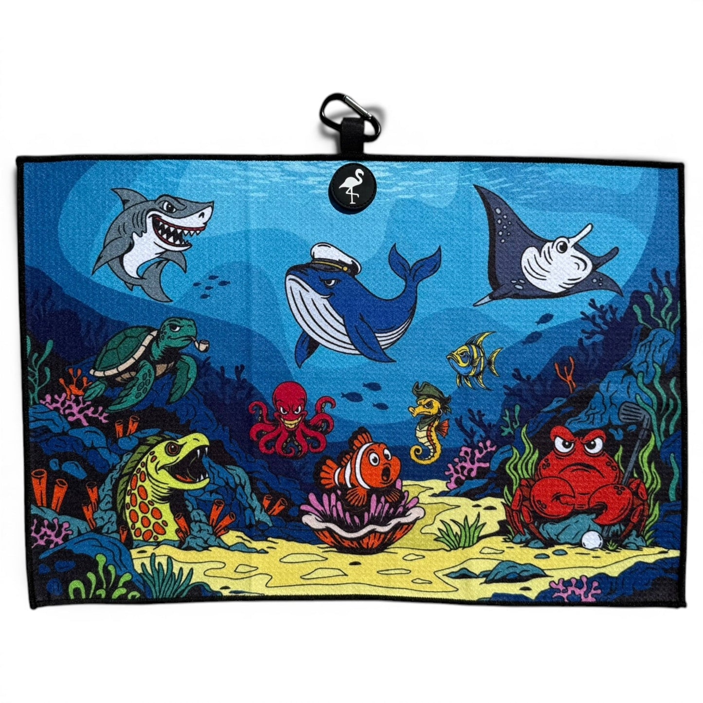 Deep Blue Sea Golf Towel | 24” x 16” Microfiber Towel | Magnetic Clip & Carabiner | Premium Golf Accessory - Club Rehab