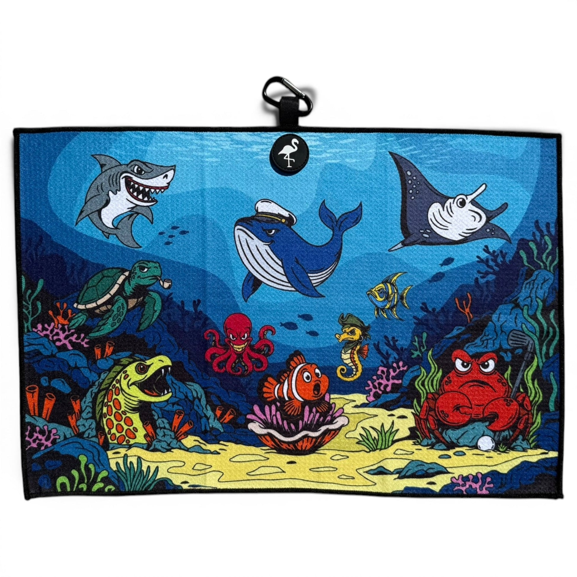 Deep Blue Sea Golf Towel | 24” x 16” Microfiber Towel | Magnetic Clip & Carabiner | Premium Golf Accessory - Club Rehab