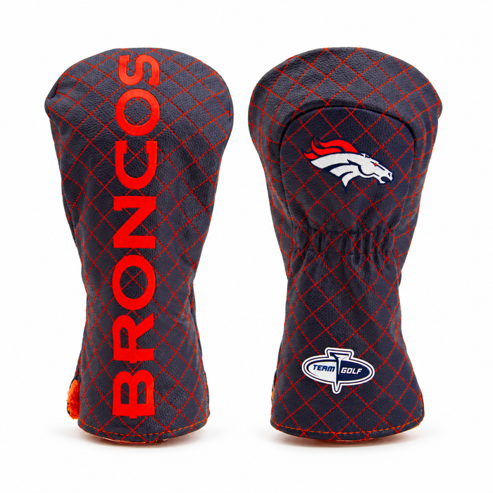 Denver Broncos Solid Quilted Driver Headcover, front and back views
