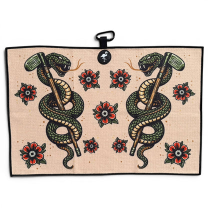 Desert Serpent Golf Towel | 24” x 16” Microfiber Towel | Magnetic Clip & Carabiner | Premium Golf Accessory - Club Rehab