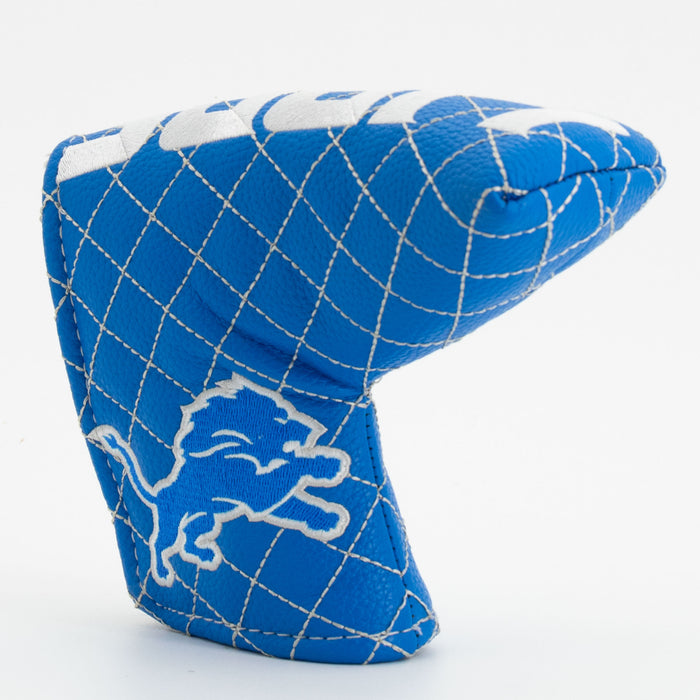 Detroit Lions Solid Blade Putter quilted headcover, angled view