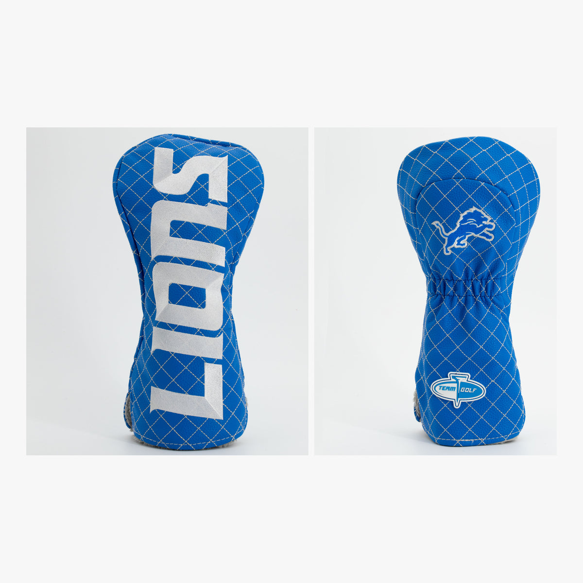 Detroit Lions Solid Quilted Driver Headcover, front and back views