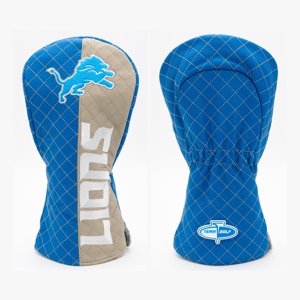 Detroit Lions Split Quilted Driver Headcover, front and back views