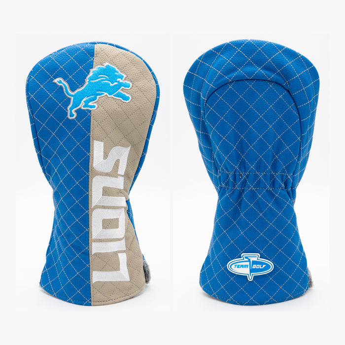 Detroit Lions Split Quilted Driver Headcover, front and back views