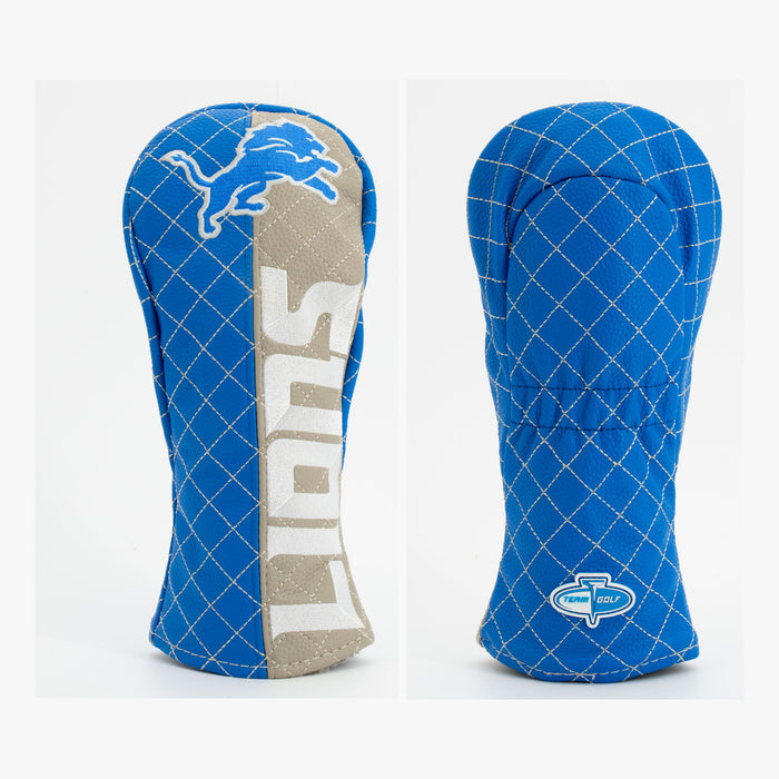 Detroit Lions Split Quilted Fairway Headcover, front and back views